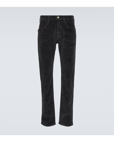 Undercover Studded Cotton Corduroy Slim Trousers - Black