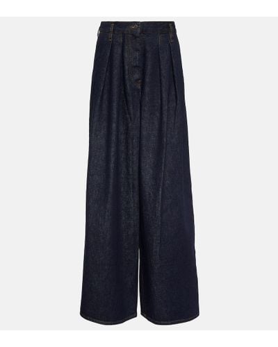 Dries Van Noten Pleated High-rise Wide Jeans - Blue