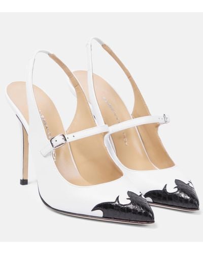 Alessandra Rich Patent Leather Slingback Court Shoes - White