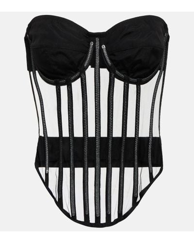 Dolce & Gabbana Top corsetto con stecche e scollo a cuore in poliammide - Nero