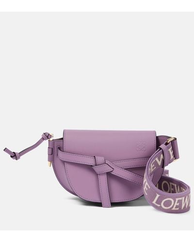 Loewe Gate Dual Mini Leather Crossbody Bag - Purple