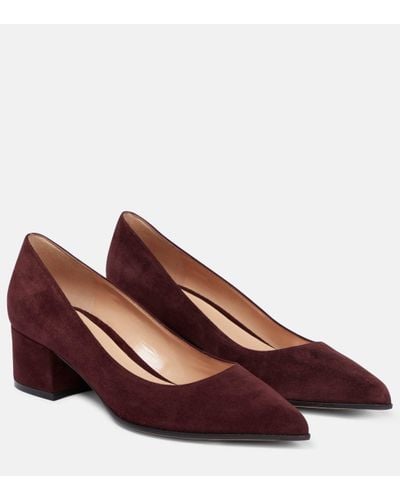 Gianvito Rossi Piper 45 Suede Court Shoes - Brown