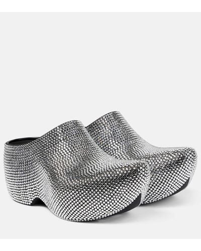 Balenciaga Technoclog Embellished Rubber Clogs - Grey