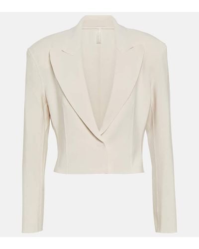 Norma Kamali Blazer cropped in jersey - Bianco