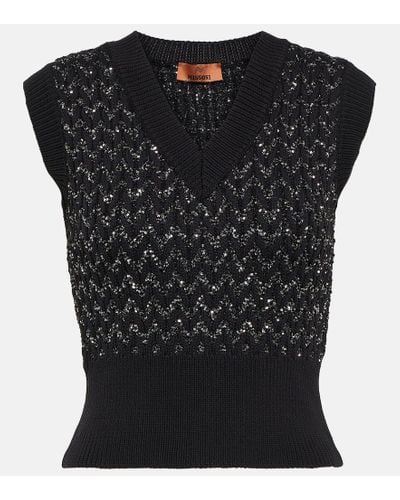 Missoni Metallic Cable-knit Sweater Vest - Black