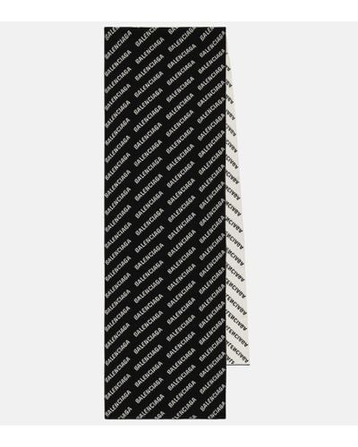 Balenciaga Bufanda en mezcla de lana con logo - Negro