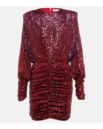 Rebecca Vallance Nikita Ruched Sequined Stretch-jersey Mini Dress - Red