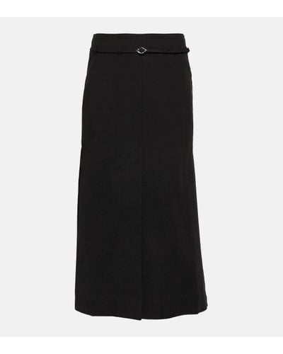 Ganni Cotton Midi Skirt - Black