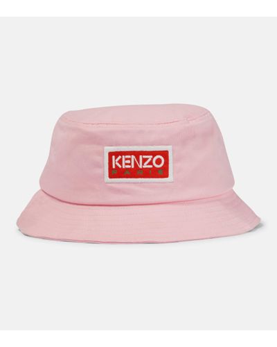 KENZO Embroidered Logo Cotton Sun Hat - Pink
