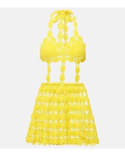 Anna Kosturova Minikleid Ibiza aus Haekelstrick - Gelb