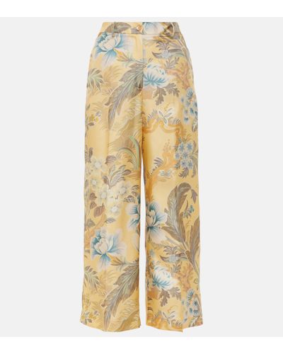 Etro Printed Silk Wide-leg Trousers - Yellow