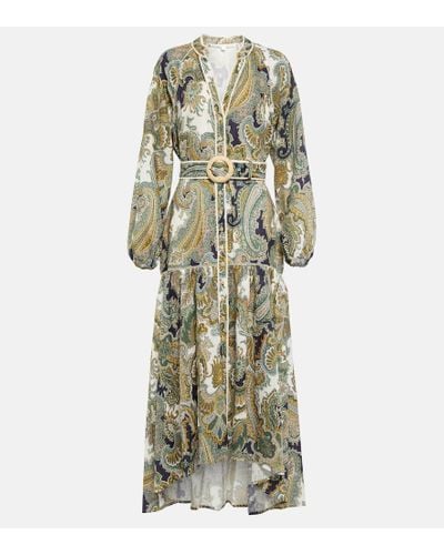 Veronica Beard Kadar Printed Linen Midi Dress - Multicolor