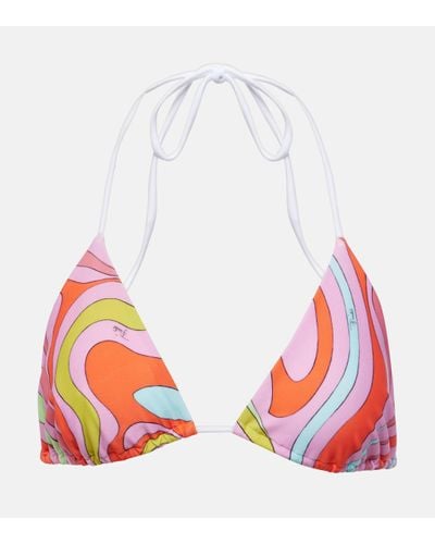 Emilio Pucci Marmo Printed Bikini Top - Red