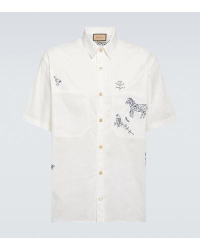 Gucci Embroidered Cotton-blend Shirt - White