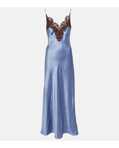 Sir. The Label Lace-trimmed Silk Maxi Dress - Blue
