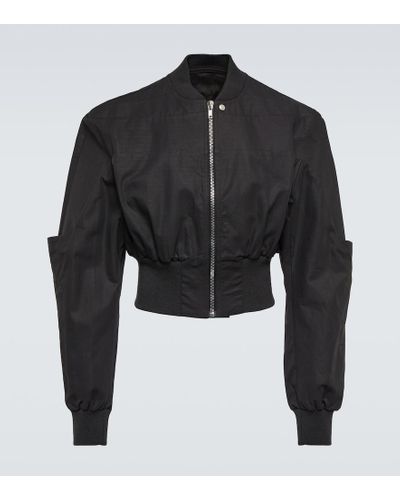 Rick Owens Bomber cropped in cotone - Nero