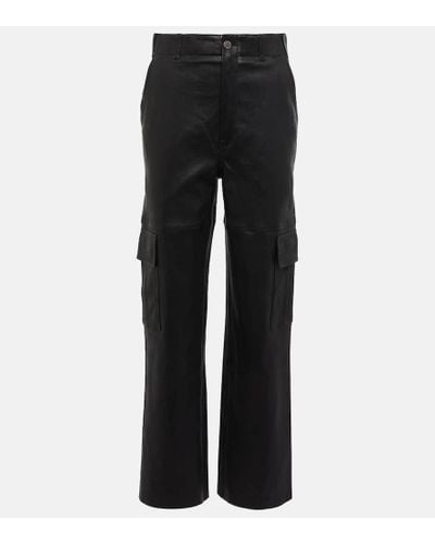 Stouls Axel Leather Cargo Pants - Black