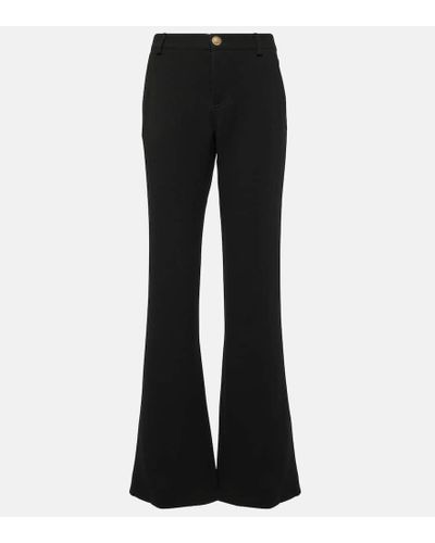 Balmain Virgin Wool Crepe Bootcut Pants - Black