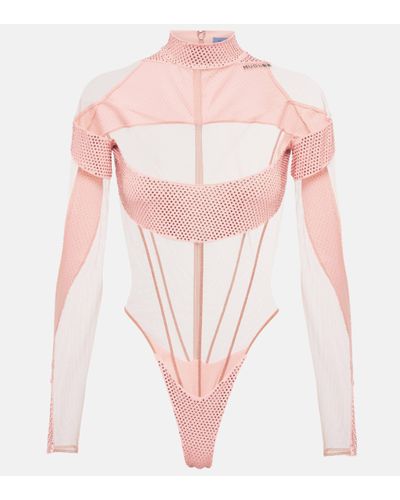 Mugler Panelled Bodysuit - Pink