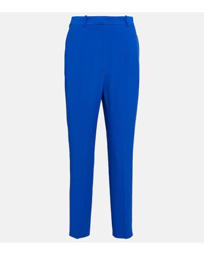 Alexander McQueen Pantaloni slim a vita alta - Blu