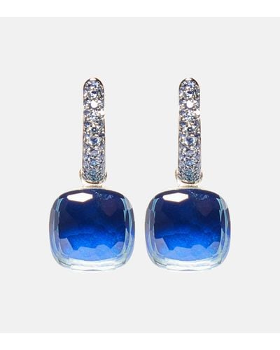 Pomellato Nudo Classic 18kt Rose And White Gold Earrings With Topaz And Sapphires - Blue