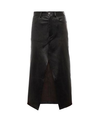 3x1 Elizabella Leather Midi Skirt - Black