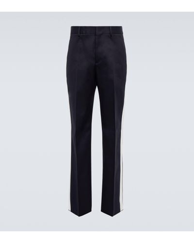 Valentino Side-striped Cotton Trousers - Blue