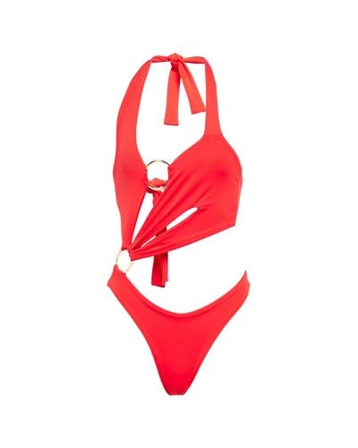 Louisa Ballou Cutout Swimsuit - Red