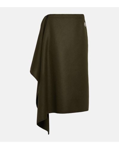 Moncler Wool And Cashmere Midi Skirt - Green
