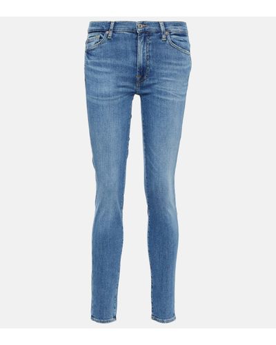 7 For All Mankind Jean skinny Slim Illusion Luxe a taille haute - Bleu
