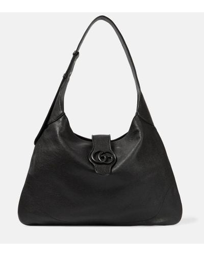 Gucci Aphrodite Large Leather Shoulder Bag - Black