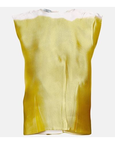 Prada Sleeveless Silk-blend Blouse - Yellow