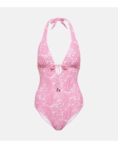 Heidi Klein Ischia Printed Halterneck Swimsuit - Pink