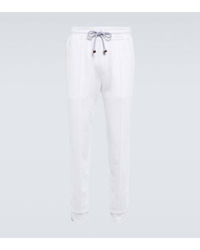 Brunello Cucinelli Pantalon de survetement en coton - Blanc