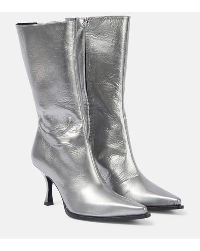 Acne Studios Metallic Leather Ankle Boots - Grey