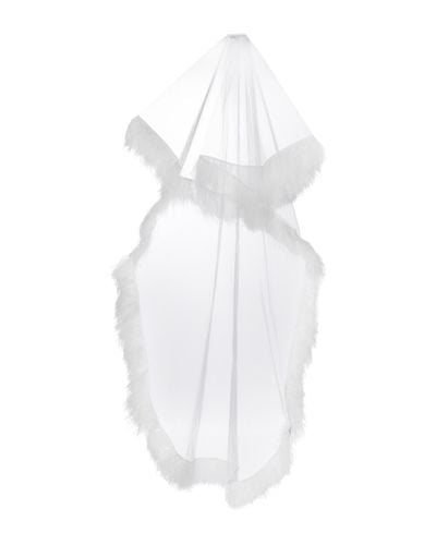 Christopher Kane Feather-trimmed Tulle Veil - White
