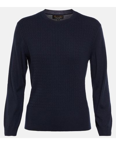 Loro Piana Castle Crag Cashmere Cable-knit Sweater - Blue
