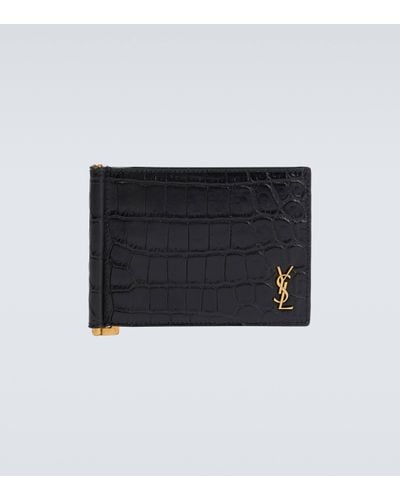 Saint Laurent Portefeuille Cassandre en cuir embosse - Noir