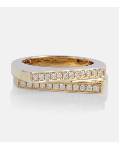 Rainbow K Handcuff 9kt Gold Ring With Diamonds - Metallic