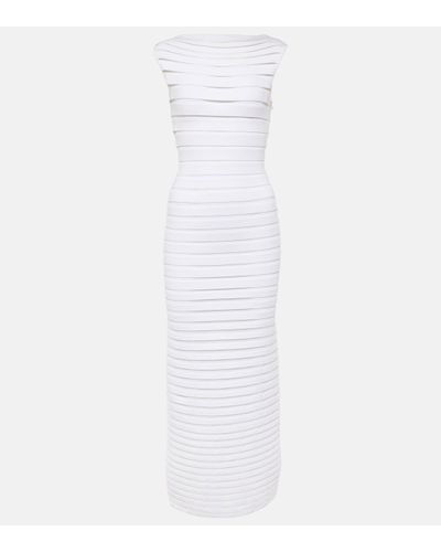 Alaïa Pleated Midi Dress - White