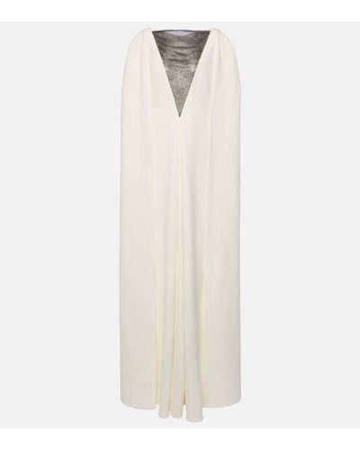 Safiyaa Abrielle Embellished Caped Gown - White