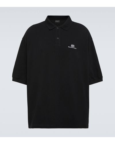 Balenciaga Oversized Cotton Pique Polo Shirt - Black