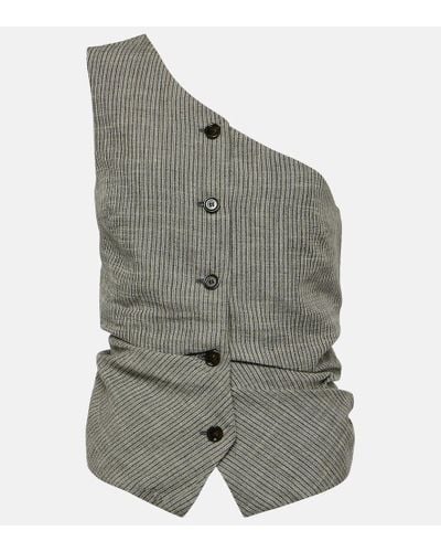 Acne Studios One-shoulder Linen-blend Vest - Gray