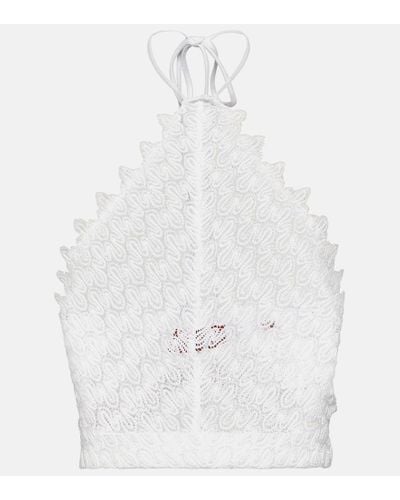 Missoni Crochet-knit Halterneck Crop Top - White