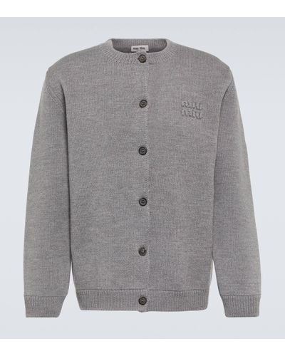 Miu Miu Oversized Wool-blend Cardigan - Grey