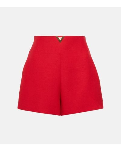 Valentino Shorts in crepe di lana e seta - Rosso