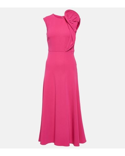 Roland Mouret Floral-applique Cady Midi Dress - Pink