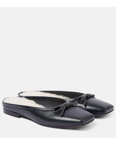 Brunello Cucinelli Shearling-lined Leather Mules - Black