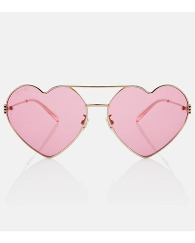 Gucci Herzfoermige Sonnenbrille - Pink
