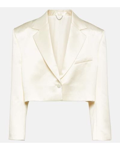 Magda Butrym Cropped Silk And Wool Blazer - White